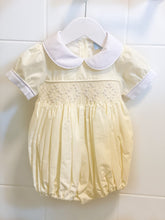 Load image into Gallery viewer, The  Smocked Romper - Pastel Yellow Stripe
